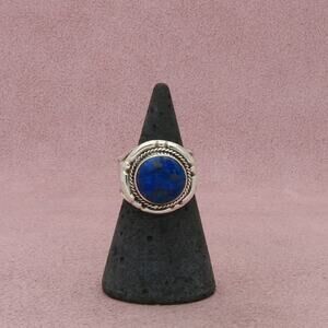 sterling silver vintage braided lapis lazuli ring size 5.5